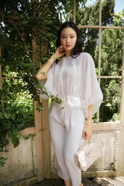 Sixdo Cream Organza Blouse